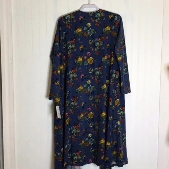 LuLaRoe | Sarah Cardigan Duster Sweater Blue/Fall Floral Medium - Picture 7 of 12